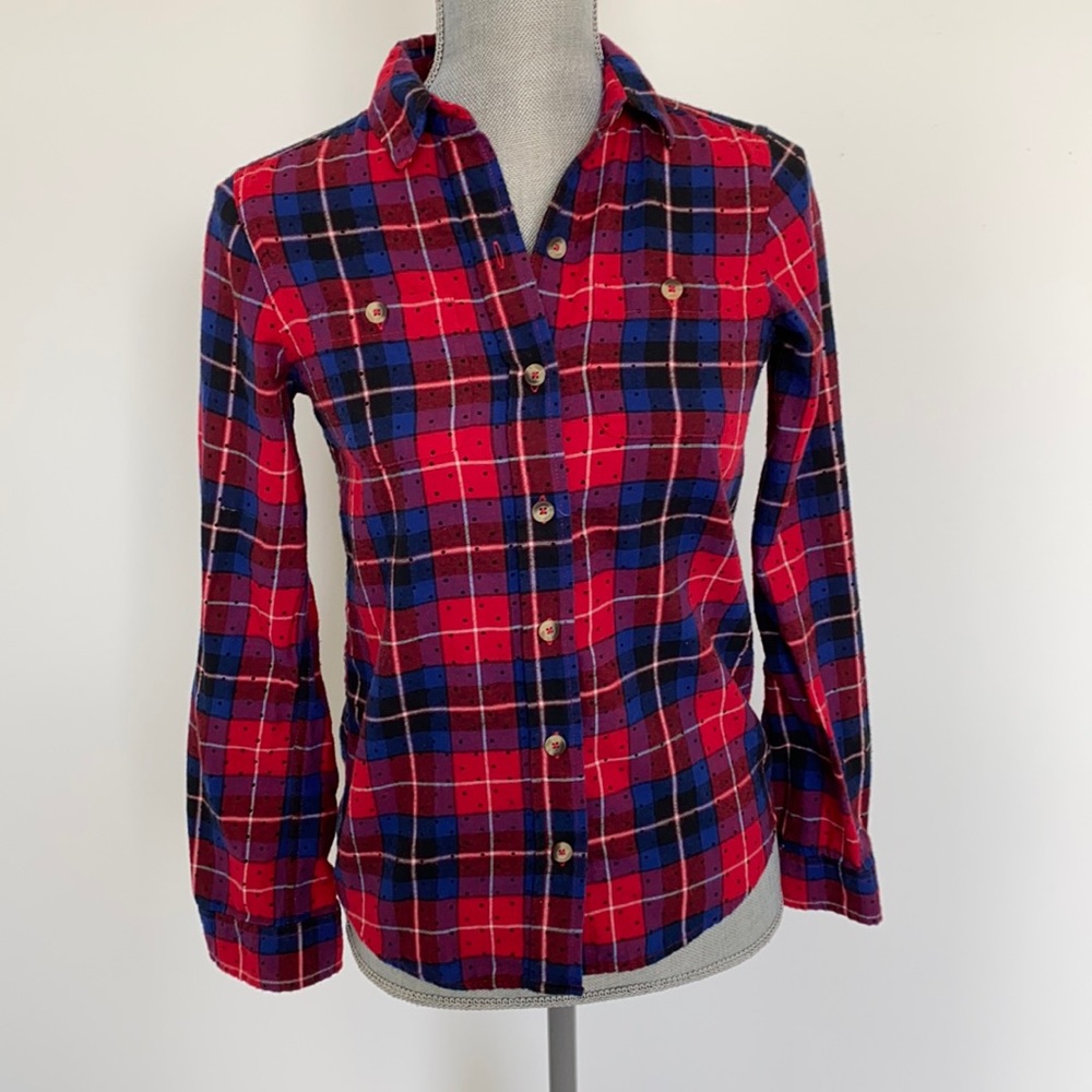 Plaid polka dot shirt